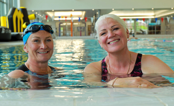 Clare McCarthy and her swimming guide at The Reef in Sheringham sm